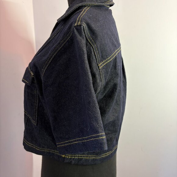 Aaron & Amber Denim Top, Cropped, EUC, Size L - Picture 4 of 8